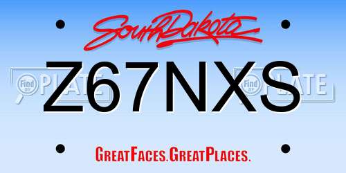 Z67NXS South Dakota License Plate