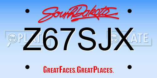Z67SJX South Dakota License Plate