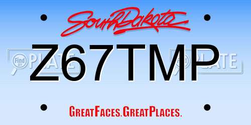 Z67TMP South Dakota License Plate