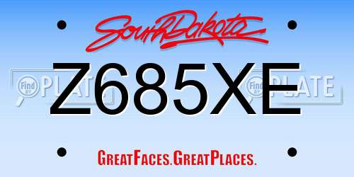 Z685XE South Dakota License Plate