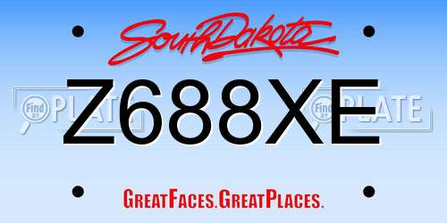 Z688XE South Dakota License Plate