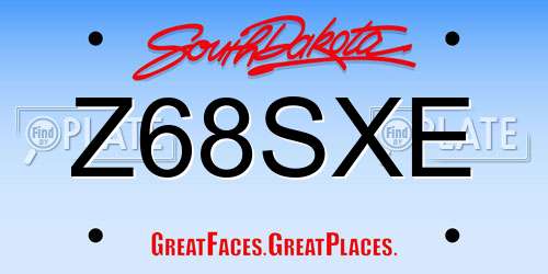 Z68SXE South Dakota License Plate