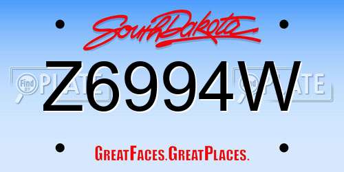 Z6994W South Dakota License Plate