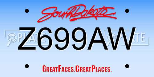 Z699AW South Dakota License Plate