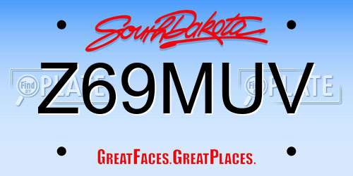 Z69MUV South Dakota License Plate