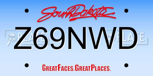 Z69NWD South Dakota License Plate