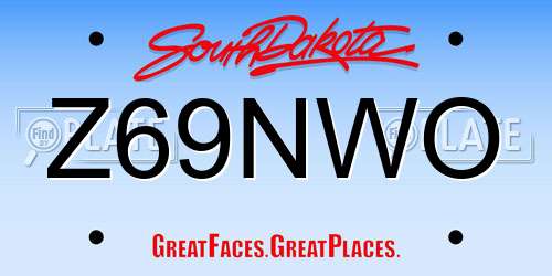 Z69NWO South Dakota License Plate