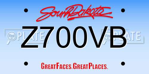Z700VB South Dakota License Plate