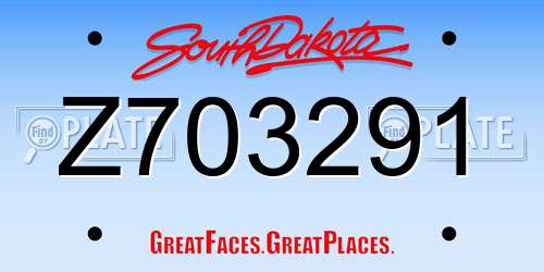 Z703291 South Dakota License Plate