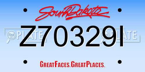 Z70329I South Dakota License Plate