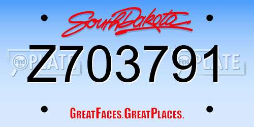 Z703791 South Dakota License Plate