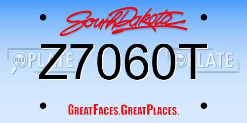 Z7060T South Dakota License Plate
