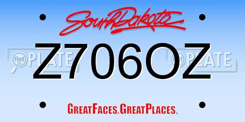 Z706OZ South Dakota License Plate