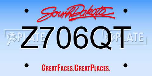 Z706QT South Dakota License Plate