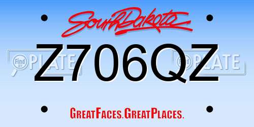 Z706QZ South Dakota License Plate