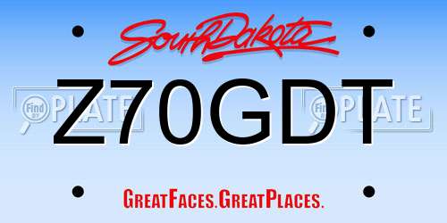 Z70GDT South Dakota License Plate