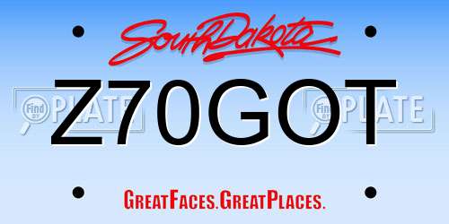 Z70GOT South Dakota License Plate