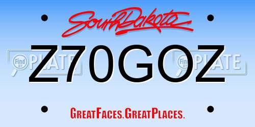 Z70GOZ South Dakota License Plate