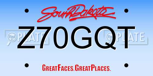 Z70GQT South Dakota License Plate