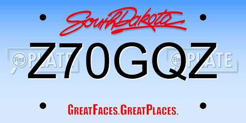 Z70GQZ South Dakota License Plate