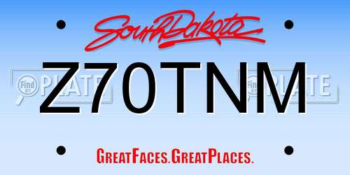 Z70TNM South Dakota License Plate