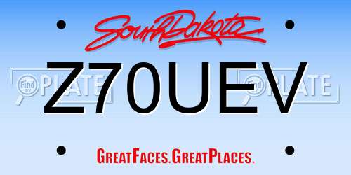 Z70UEV South Dakota License Plate