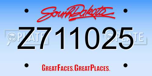 Z711025 South Dakota License Plate