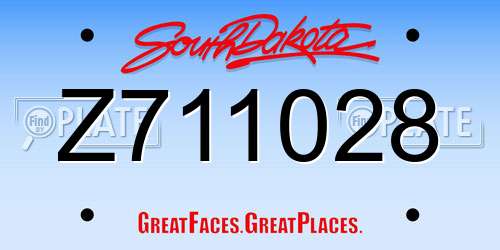 Z711028 South Dakota License Plate