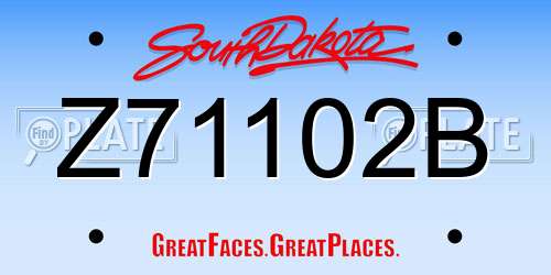 Z71102B South Dakota License Plate