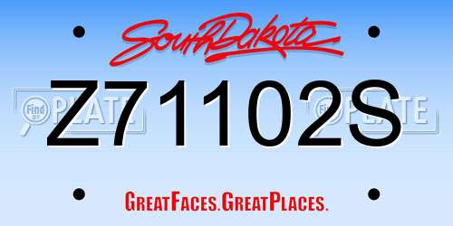 Z71102S South Dakota License Plate