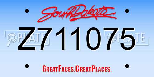 Z711075 South Dakota License Plate