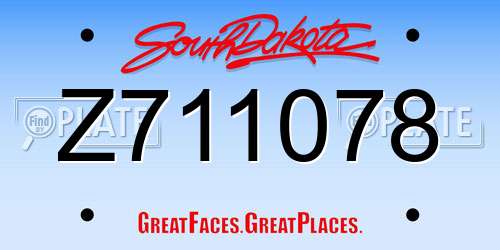 Z711078 South Dakota License Plate