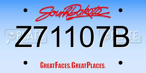 Z71107B South Dakota License Plate