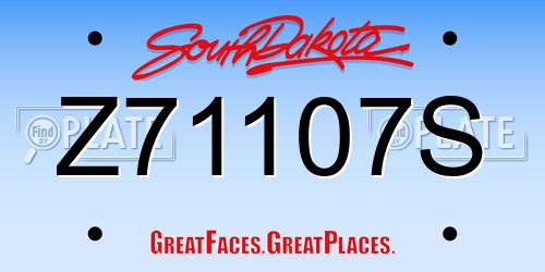 Z71107S South Dakota License Plate