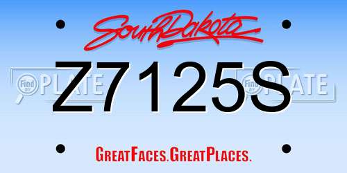 Z7125S South Dakota License Plate
