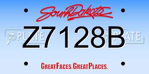 Z7128B South Dakota License Plate