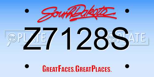 Z7128S South Dakota License Plate
