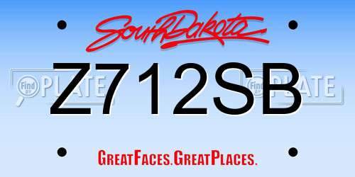 Z712SB South Dakota License Plate