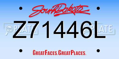 Z71446L South Dakota License Plate