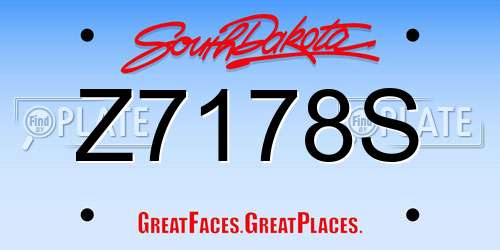Z7178S South Dakota License Plate