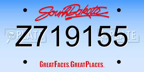 Z719155 South Dakota License Plate