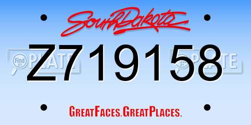 Z719158 South Dakota License Plate