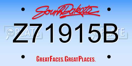 Z71915B South Dakota License Plate