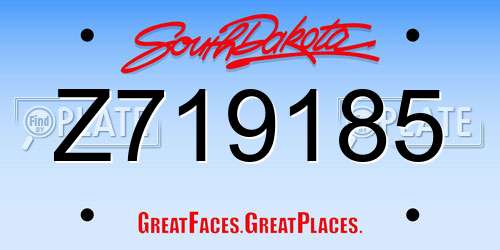 Z719185 South Dakota License Plate