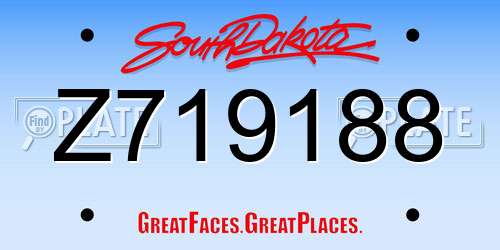 Z719188 South Dakota License Plate