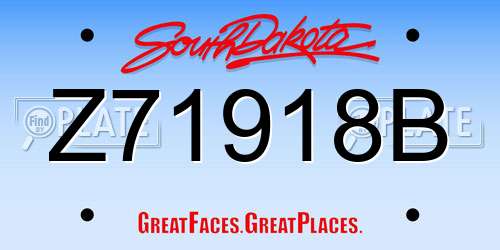 Z71918B South Dakota License Plate