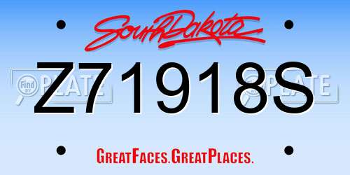 Z71918S South Dakota License Plate