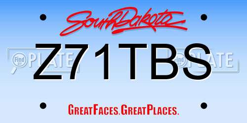 Z71TBS South Dakota License Plate