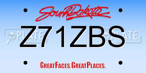 Z71ZBS South Dakota License Plate
