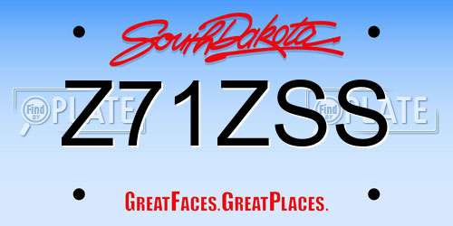 Z71ZSS South Dakota License Plate